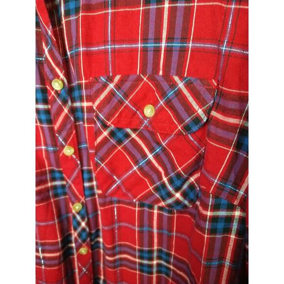 Croft &Barrow Woman XXL Shirt Red Plaid Collared Button Up Casual - Picture 7 of 8